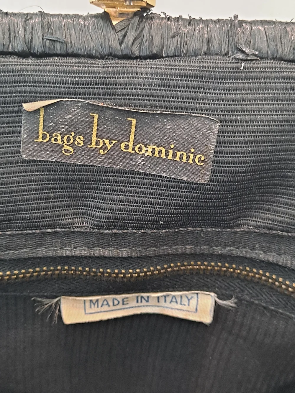 Bags By Dominic Italian Rare 50s Vintage Black Woven Beaded Wood Top-Handle